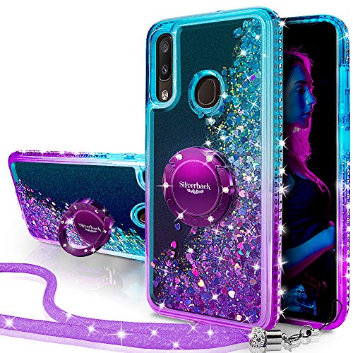 Miss Arts Galaxy A40 Hülle,[Silverback] Mädchen Glitzern Handyhülle hülle mit Ringständer, Cover Silikon Flüssigkeit Clear Schutzhülle für Samsung Galaxy A40 -LILA von Miss Arts