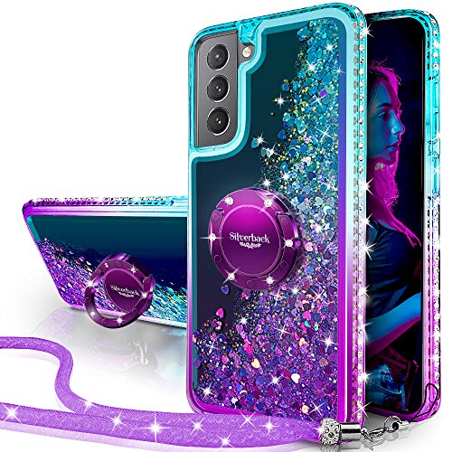 Miss Arts Galaxy S21 Hülle, [Silverback] Mädchen Glitzern Handyhülle mit Ringständer, Cover Silikon Clear Schutzhülle für Samsung Galaxy S21 5G -LILA von Miss Arts