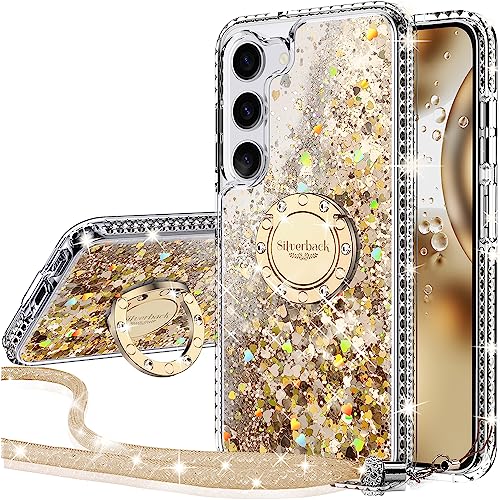 Miss Arts Galaxy S23 Hülle, [Silverback] Mädchen Glitzern Handyhülle mit Ringständer, Cover Silikon Clear Schutzhülle für Samsung Galaxy S23 5G - Gold von Miss Arts