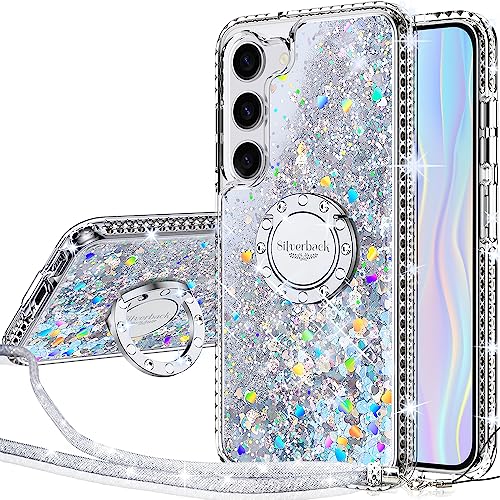 Miss Arts für Galaxy S23 Hülle, [Silverback] Mädchen Glitzern Handyhülle mit Ringständer, Cover Silikon Clear Schutzhülle für Samsung Galaxy S23 5G - Silber von Miss Arts