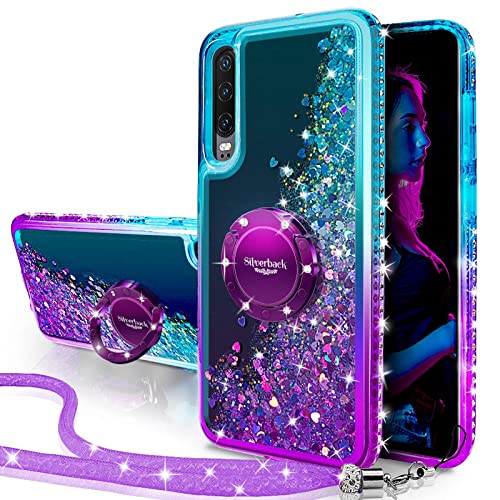 Miss Arts Huawei P30 Hülle,[Silverback] Mädchen Glitzern Handyhülle hülle mit drehendem Ringständer, Cover Silikon Flüssigkeit Clear Schutzhülle für Huawei P30 -LILA von Miss Arts