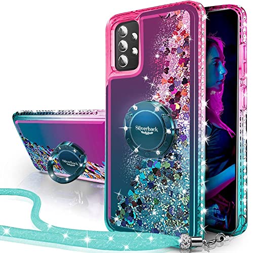 Miss Arts Hülle für Samsung Galaxy A13 4G/ A13 5G/ A04S, [Silverback] Mädchen Glitzern Handyhülle mit Ringständer, Cover Silikon Flüssigkeit Clear Schutzhülle für A13 4G/ A13 5G/ A04S Hülle - Grün von Miss Arts