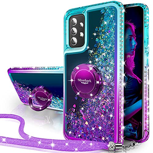 Miss Arts Hülle für Samsung Galaxy A53 5G, [Silverback] Mädchen Glitzern Handyhülle mit Ringständer, Cover Silikon Flüssigkeit Clear Schutzhülle für Samsung Galaxy A53 5G -LILA von Miss Arts