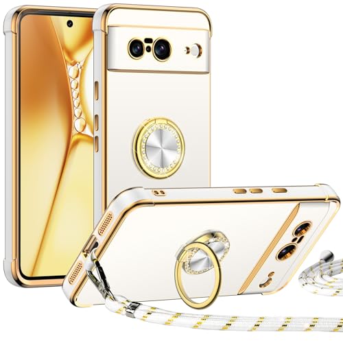 Miss Arts für Google Pixel 8 Hülle mit Band, Ring Ständer Handykette Handyhülle Frauen Mädchen Dünn Stoßfeste Schutzhülle für Pixel 8 Case Weiß Miss Arts für Google Pixel 8 Hülle mit Band, Ring Ständer Handykette Handyhülle Frauen Mädchen Dünn Stoßfeste Schutzhülle für Pixel 8 Case Weiß von Miss Arts