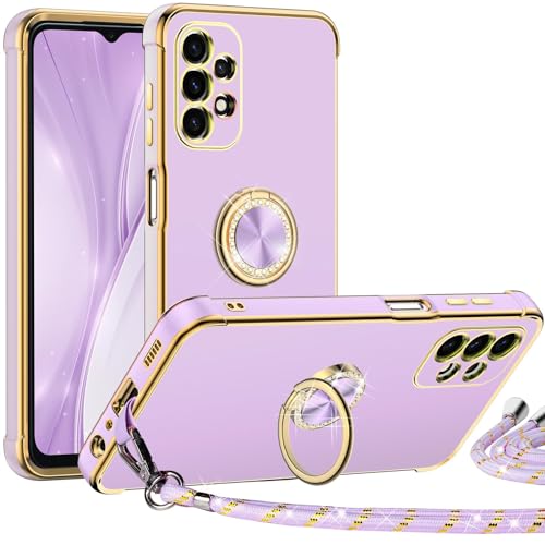 Miss Arts für Samsung Galaxy A33 5G Hülle mit Band, Ring Ständer Handyhülle Frauen Mädchen Dünn Stoßfeste Schutzhülle für Samsung Galaxy A33 5G Case Lila von Miss Arts