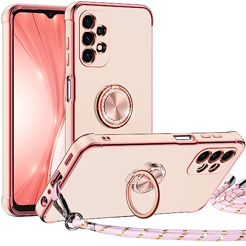 Miss Arts für Samsung Galaxy A33 5G Hülle mit Band, Ring Ständer Handyhülle Frauen Mädchen Dünn Stoßfeste Schutzhülle für Samsung Galaxy A33 5G Case Rosa von Miss Arts