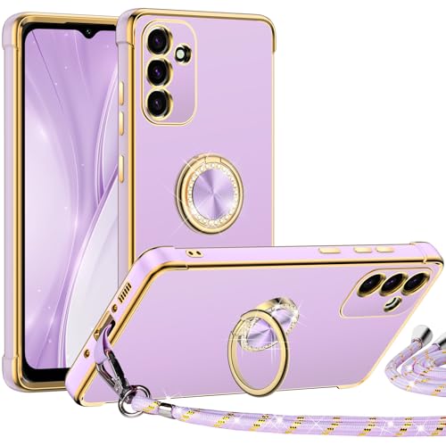 Miss Arts für Samsung Galaxy A34 5G Hülle mit Band, Ring Ständer Handyhülle Frauen Mädchen Dünn Stoßfeste Schutzhülle für Samsung Galaxy A34 5G Case Lila von Miss Arts