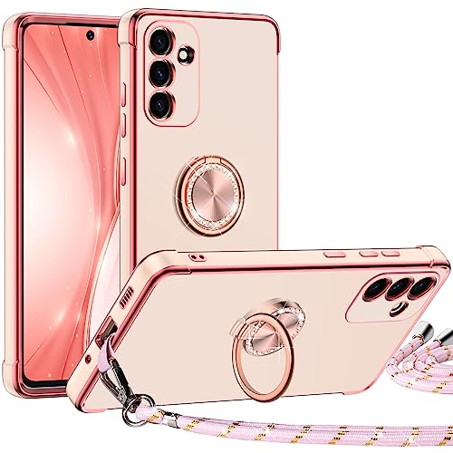 Miss Arts für Samsung Galaxy A34 5G Hülle mit Band, Ring Ständer Handyhülle Frauen Mädchen Dünn Stoßfeste Schutzhülle für Samsung Galaxy A34 5G Case Rosa von Miss Arts