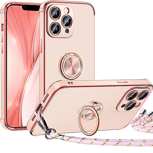 Miss Arts für iPhone 11 Pro Hülle mit Band, Ring Ständer Handyhülle Frauen Mädchen Dünn Stoßfeste Schutzhülle für iPhone 11 Pro Case Rosa von Miss Arts