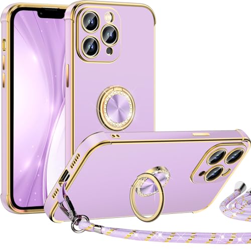 Miss Arts für iPhone 11 Pro Max Hülle mit Band, Ring Ständer Handyhülle Frauen Mädchen Dünn Stoßfeste Schutzhülle für iPhone 11 Pro Max Case Lila von Miss Arts