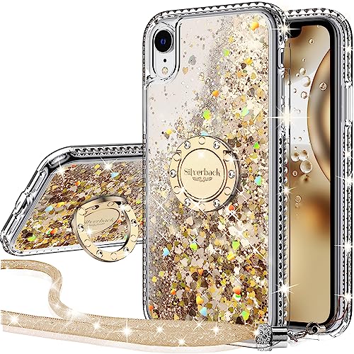 Miss Arts für iPhone XR Hülle, [Silverback] Mädchen Glitzern Handyhülle mit Ringständer, Cover Silikon Clear Schutzhülle iPhone XR Case - Gold von Miss Arts