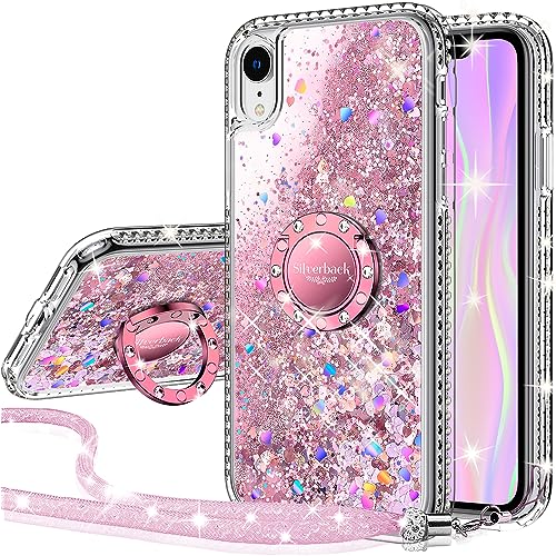 Miss Arts für iPhone XR Hülle, [Silverback] Mädchen Glitzern Handyhülle mit Ringständer, Cover Silikon Clear Schutzhülle iPhone XR Case - Rosa von Miss Arts