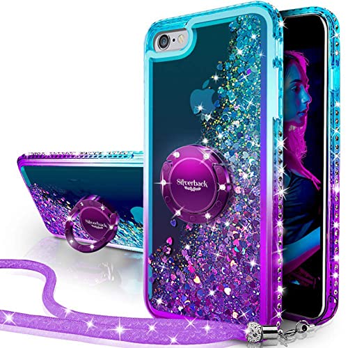 Miss Arts iPhone SE 2022 Hülle, iPhone SE 2020 Hülle, iPhone 7/8 Hülle, Mädchen Glitzern Handyhülle mit Ring, Cover Flüssigkeit Treibsand Schutzhülle für Apple iPhone 8/7/SE 2022/SE 2020 -LILA von Miss Arts