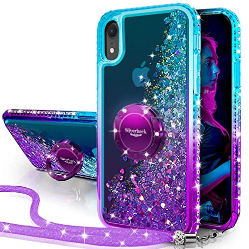 Miss Arts für iPhone XR Hülle,[Silverback] Mädchen Glitzern Handyhülle hülle mit Ringständer, Cover TPU Bumper Silikon Flüssigkeit Treibsand Clear Schutzhülle für Protective für iPhone XR -LILA von Miss Arts