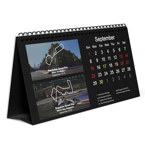 MissFox F1 Tischkalender 2024 - Formel-1 Rennplan Tischkalender mit Exklusiven Rennwagenbildern | 12-Monats-Tischkalender Ideal für Zuhause und Büro | Perfektes Neujahrsgeschenk für F1-Fans von MissFox