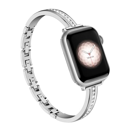 Missair Armband Kompatibel mit Apple Watch Band 38mm 40mm 41mm 42mm 44mm 45mm 46mm, Damen Schlank Metall Armband mit Bling Diamand für iWatch 10 9 8 7 6 5 4 3 2 1 SE Missair Armband Kompatibel mit Apple Watch Band 38mm 40mm 41mm 42mm 44mm 45mm 46mm, Damen Schlank Metall Armband mit Bling Diamand für iWatch 10 9 8 7 6 5 4 3 2 1 SE von Missair