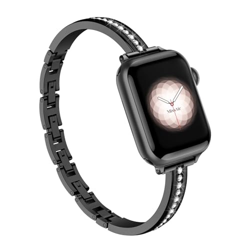 Missair Armband Kompatibel mit Apple Watch Band 38mm 40mm 41mm 42mm 44mm 45mm 46mm, Damen Schlank Metall Armband mit Bling Diamand für iWatch 10 9 8 7 6 5 4 3 2 1 SE Missair Armband Kompatibel mit Apple Watch Band 38mm 40mm 41mm 42mm 44mm 45mm 46mm, Damen Schlank Metall Armband mit Bling Diamand für iWatch 10 9 8 7 6 5 4 3 2 1 SE von Missair
