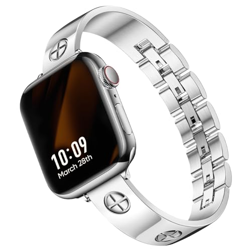 Missair Kompatibel mit Apple Watch Armband 42mm 44mm 45mm 46mm 49mm, Edelstahl Metall Damen Band für iWatch 10 SE 9 8 7 6 5 4 3 2 1 Ultra Missair Kompatibel mit Apple Watch Armband 42mm 44mm 45mm 46mm 49mm, Edelstahl Metall Damen Band für iWatch 10 SE 9 8 7 6 5 4 3 2 1 Ultra von Missair