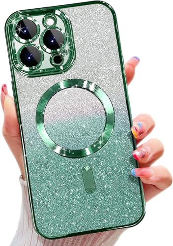 Misscase Magnetisch Hülle Kompatibel für iPhone 16 Pro, Glitzer Verlauf Handyhülle Kompatibel mit MagSafe, Stoßfest Anti-Kratzen mit Kamera Objektivschutz Niedliche Silikon Schutzhülle-Grün Misscase Magnetisch Hülle Kompatibel für iPhone 16 Pro, Glitzer Verlauf Handyhülle Kompatibel mit MagSafe, Stoßfest Anti-Kratzen mit Kamera Objektivschutz Niedliche Silikon Schutzhülle-Grün von Misscase