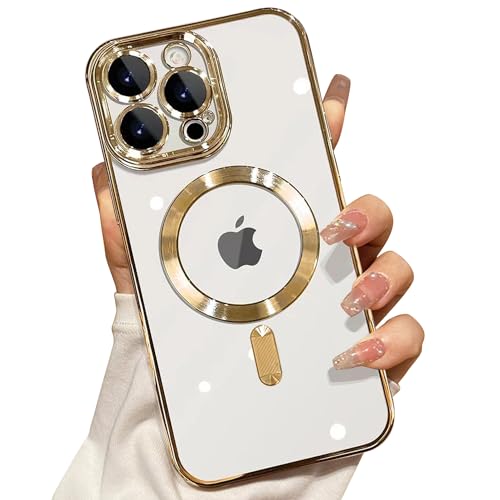Misscase für iPhone 15 Pro Hülle 6.1 Zoll, Farbe Elektroplattiert Rahmen Transparente Rückseite magnetisches TPU Handyhülle Kompatibel mit MagSafe, Militärnorm Schutz, Kratzfeste Stoßfest -Golden Misscase für iPhone 15 Pro Hülle 6.1 Zoll, Farbe Elektroplattiert Rahmen Transparente Rückseite magnetisches TPU Handyhülle Kompatibel mit MagSafe, Militärnorm Schutz, Kratzfeste Stoßfest -Golden von Misscase