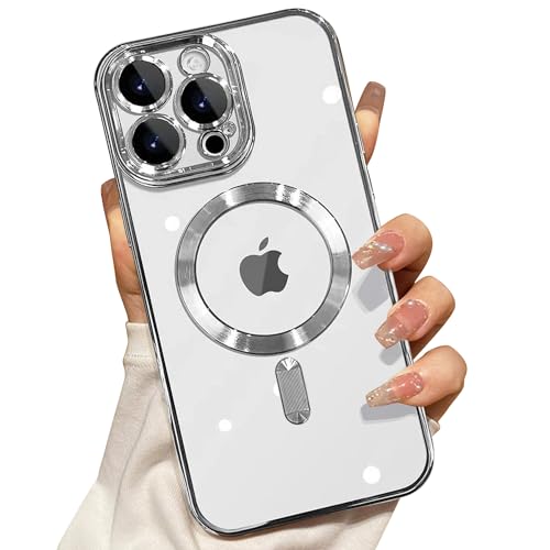 Misscase für iPhone 15 Pro Hülle 6.1 Zoll, Farbe Elektroplattiert Rahmen Transparente Rückseite magnetisches TPU Handyhülle Kompatibel mit MagSafe, Militärnorm Schutz, Kratzfeste Stoßfest -Silber Misscase für iPhone 15 Pro Hülle 6.1 Zoll, Farbe Elektroplattiert Rahmen Transparente Rückseite magnetisches TPU Handyhülle Kompatibel mit MagSafe, Militärnorm Schutz, Kratzfeste Stoßfest -Silber von Misscase