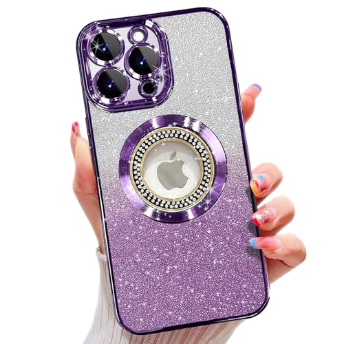 für iPhone 13 Pro Max Hülle,kompatibel mit MagSafe, mit Kameraschutz,Glitzer Silikon Handyhülle Kompatibel mit iPhone 13 Pro Max Stoßfest Kratzfest, Niedliche Phone Case für Frauen und Mädchen Lila von Misscase