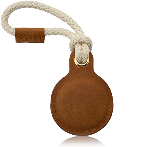 iTAGGi Echtleder Schutzhülle für AirTags | Robuster Schutzhüllen-Anhänger für Apple AirTag | Anti-Kratz rundum AirTag Hülle | AirTag Schlüsselanhänger mit Segelseil (Braun) von Mister Boncuk Handmade Jewelry