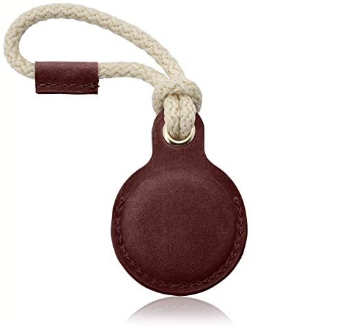 iTAGGi Echtleder Schutzhülle für AirTags | Robuster Schutzhüllen-Anhänger für Apple AirTag | Anti-Kratz rundum AirTag Hülle | AirTag Schlüsselanhänger mit Segelseil (Brownish Red) von Mister Boncuk Handmade Jewelry