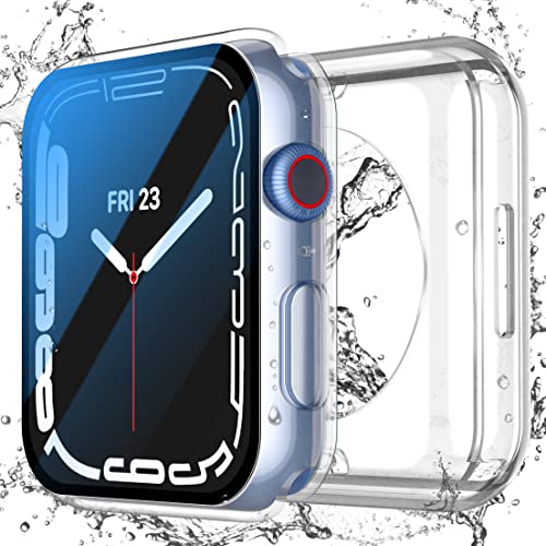 [2 in 1] Misxi Wasserdichtes Hülle mit Gehärtetem Glas Displayschutz für Apple Watch Series 6 SE Series 5 Serie 4 44mm, 360 Vollschutz Front & Rückseite Stoßfeste Schutzhülle für iWatch, Transparent von Misxi