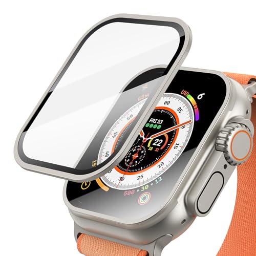 Misxi [2 Stück Displayschutz für Apple Watch Ultra 2/Ultra 49mm, Titanlegierungsrahmen Wasserdicht Ultra-Dünn HD Schutz-Temperglas für iWatch, 2 Titan von Misxi