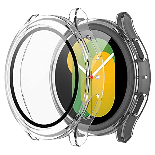 Misxi 2 Stück Hard PC Schutzhülle Hülle mit Gehärtetem Glas Kompatibel mit Samsung Galaxy Watch 5 Galaxy Watch 4 40mm, Rundum Case Schutz mit Displayschutzfolie für Galaxy Watch5/4, Transparente von Misxi