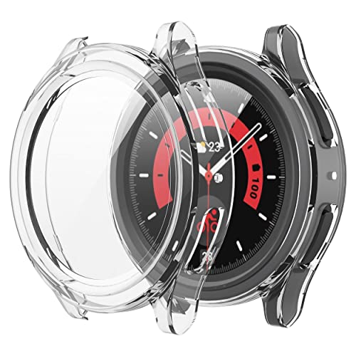 Misxi 2 Stück Hard PC Schutzhülle Hülle mit Gehärtetem Glas Kompatibel mit Samsung Galaxy Watch 5 Pro 45mm, Rundum Case Schutz mit Displayschutzfolie für Galaxy Watch5 Pro, Transparente von Misxi