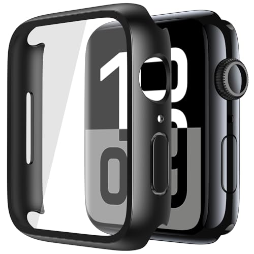 Misxi 2 Stück Harte PC Schutzhülle mit Gehärtetem Displayschutz für Apple Watch Series 10 42mm (2024), Ultra-dünne Anti-Fall Kratzfeste Abdeckung Schutz für iWatch, Mattschwarz von Misxi