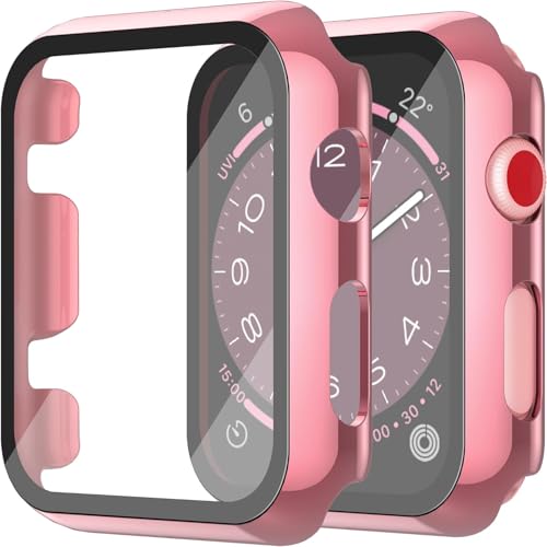 Misxi 2-Stück PC Hülle mit Displayschutz aus Gehärtetem Glas Kompatibel mit Apple Watch Series 3 Serie 2 42mm, HD Ultradünne iWatch Schutzhülle, 1 Rosepink + 1 Transparent Misxi 2-Stück PC Hülle mit Displayschutz aus Gehärtetem Glas Kompatibel mit Apple Watch Series 3 Serie 2 42mm, HD Ultradünne iWatch Schutzhülle, 1 Rosepink + 1 Transparent von Misxi