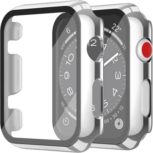 Misxi 2-Stück PC Hülle mit Displayschutz aus Gehärtetem Glas Kompatibel mit Apple Watch Series 3 Serie 2 42mm, HD Ultradünne iWatch Schutzhülle, 1 Silber + 1 Transparent Misxi 2-Stück PC Hülle mit Displayschutz aus Gehärtetem Glas Kompatibel mit Apple Watch Series 3 Serie 2 42mm, HD Ultradünne iWatch Schutzhülle, 1 Silber + 1 Transparent von Misxi