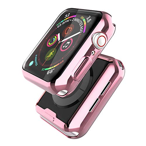 Misxi 2-Stück für Apple Watch Serie 6 / SE/Series 5 / Series 4 Hülle Mit Displayschutz 40mm, Rundum Schutzhülle HD Ultradünne Schutz Case für iWatch (1 Transparente + 1 Roségold) von Misxi