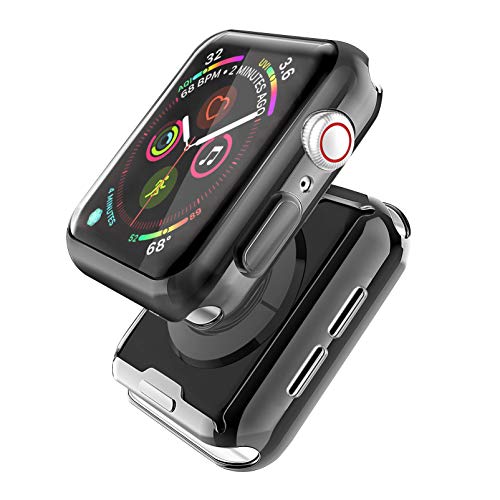 Misxi 2-Stück für Apple Watch Series SE 2 (2024) / SE/Series 6 / Series 5 / Series 4 Hülle Mit Displayschutz 40mm, Rundum Schutzhülle HD Ultradünne Schutz Case für iWatch, 1 Transparente + 1 Schwarz von Misxi