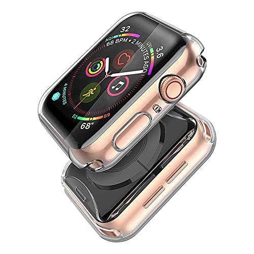 Misxi 2-Stück für Apple Watch Serie 6 / SE/Series 5 / Series 4 Hülle Mit Displayschutz 40mm, Rundum Schutzhülle HD Ultradünne Schutz Case für iWatch (2 Transparente) von Misxi