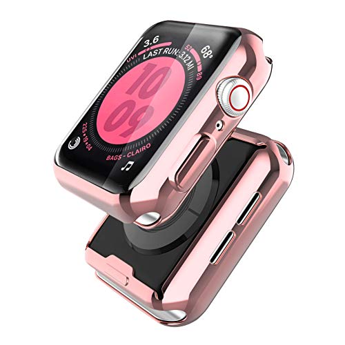 Misxi 2-Stück für Apple Watch Serie 6 / SE/Series 5 / Series 4 Hülle Mit Displayschutz 44mm, Rundum Schutzhülle HD Ultradünne Schutz Case für iWatch (1 Transparente + 1 Roségold) von Misxi