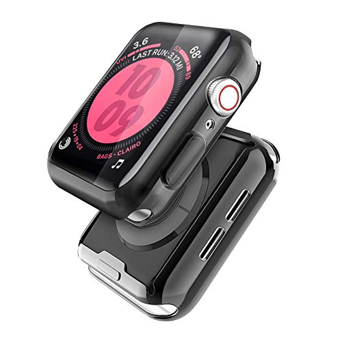 Misxi 2-Stück für Apple Watch Serie 6 / SE/Series 5 / Series 4 Hülle Mit Displayschutz 44mm, Rundum Schutzhülle HD Ultradünne Schutz Case für iWatch (1 Transparente + 1 Schwarz) von Misxi