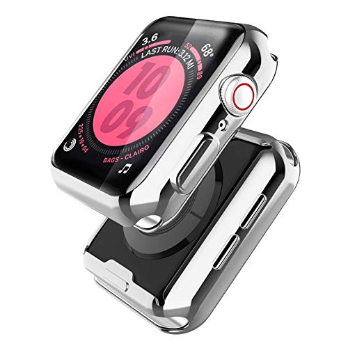 Misxi 2-Stück für Apple Watch Serie 6 / SE/Series 5 / Series 4 Hülle Mit Displayschutz 44mm, Rundum Schutzhülle HD Ultradünne Schutz Case für iWatch (1 Transparente + 1 Silber) von Misxi