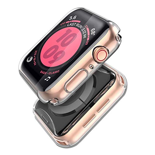 Misxi 2-Stück für Apple Watch Serie 6 / SE/Series 5 / Series 4 Hülle Mit Displayschutz 44mm, Rundum Schutzhülle HD Ultradünne Schutz Case für iWatch (2 Transparente) von Misxi