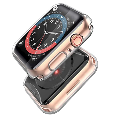 Misxi 2-Stück für Apple Watch Series 9 (2023) Series 8 Series 7 Hülle Mit Displayschutz 41mm, Rundum Schutzhülle HD Ultradünne Schutz Case für iWatch S9/S8/S7 (2 Transparente) von Misxi