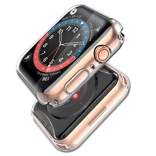Misxi 2-Stück für Apple Watch Series 9 (2023) Series 8 Series 7 Hülle Mit Displayschutz 45mm, Rundum Schutzhülle HD Ultradünne Schutz Case für iWatch S9/S8/S7 (2 Transparente) von Misxi