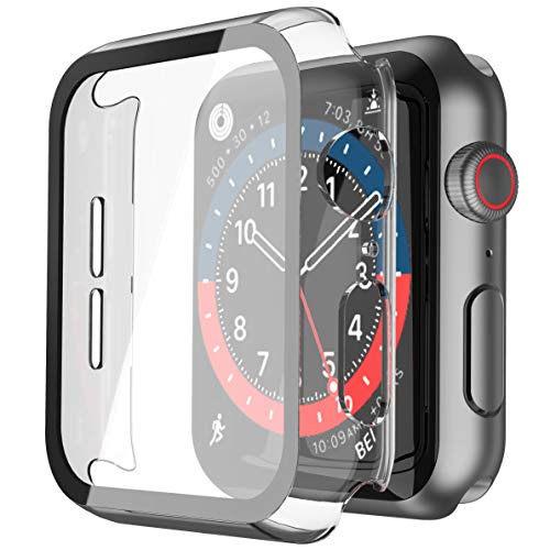 Misxi Transparent Hard Hülle Mit Glas Displayschutz Kompatibel mit Apple Watch Series 6 / SE/Serie 5 / Series 4 40mm, 2-Stück von Misxi