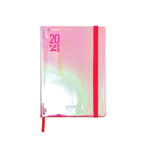 MITAMA IRIDESCENT ROSA Wochenplaner – 18 Monate September 2023 – Februar 2025 – 158 Seiten + 50 zusätzliche Inhalte – Innentasche + passender Bleistift – 15 x 21 cm von Mitama