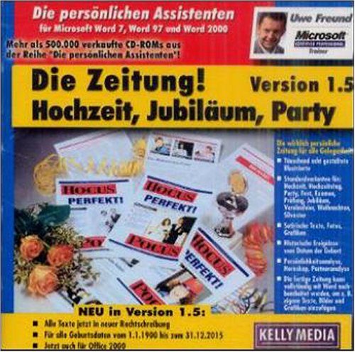 Die Zeitung! Hochzeit, Jubiläum, Party, Version 1.5, 1 CD-ROM Für Windows 95/98/2000/NT4.0 mit Word 7/97/2000 von Mitcom Neue Medien