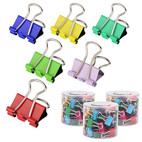180 Stück Foldback Klammern Bunt 15mm, Binder Clips, Foldbackklammer Klein Mini Papierklammern Büroklammern Metall Binder Clips Vielzweckklammern Dokumenten Clips für Briefpapier Papier, Bürobedarf von Mitening