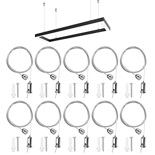 Seilaufhängung, 10 Stück Seilaufhängung Einbauset, Aufhängung Drahtsei, Lampenaufhängung Einbauset Mit Zubehör Für Led Panel Deckenleuchte, Aufhängen Von Lampen, Reklametafeln Diy Lampe Kleiderbügel von Mitening