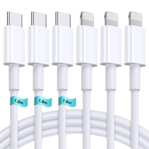 USB C auf Lightning Kabel 3Pack, 1.8M [Apple MFi Zertifiziert] iPhone Schnellladekabel, PD Fast Typ C to Lightning Ladekabel für 14 Pro/14 Pro Max/13 Pro Max/13/12 Mini/12/11 Pro/XR/XS/X/SE/8P von Mitesbony